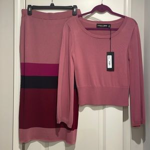 New York & Company Pink and Burgundy Skirt Set